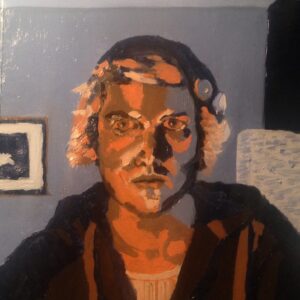 Self Portrait of the artist, oil on primed art paper 2014
