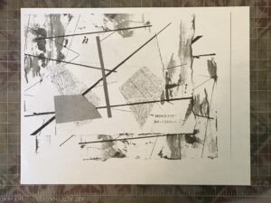 Photocopy of a collage using map pieces, the artist is trying to find something, hope maybe. 2016