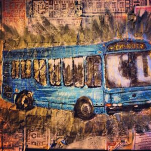 Bus, Acrylic and collage on canvas, 2013