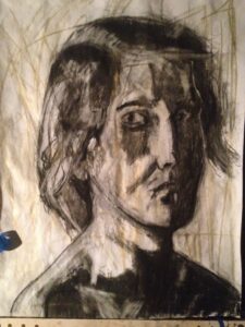 Untitled Self Portrait, Charcoal on paper 2014
