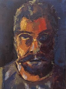 Self-portrait of Ben Bardot in acrylic on canvas 2025