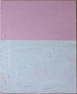 Title: Ebbing Pink Tide * Year: 2025 * Materials: Acrylic and oil paint pen on canvas * Dimensions: 19 x 23 inches
